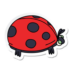 Obraz premium sticker of a quirky hand drawn cartoon ladybird