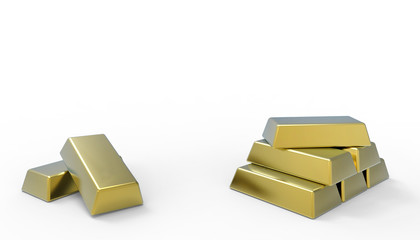 Gold Bar isolated on a white background - 3d rendering