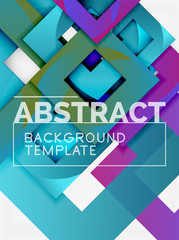 Color square composition with text. Geometric abstract background