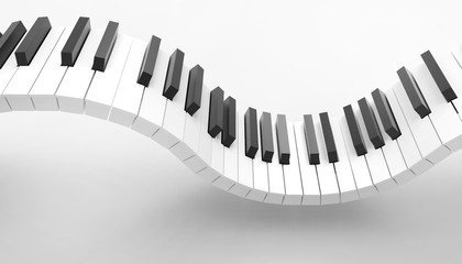 Piano keyboard Musical Art Concept  and isolated on white background - 3d rendering
