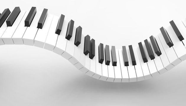 Piano Keyboard Musical Art Concept  And Isolated On White Background - 3d Rendering