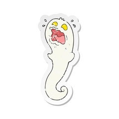 retro distressed sticker of a cartoon halloween ghost