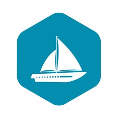 Sailing yacht icon in simple style isolated on white background. Sea transport symbol