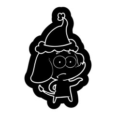 cartoon icon of a unsure elephant wearing santa hat
