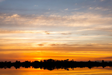 colorful dramatic sky with cloud at sunset