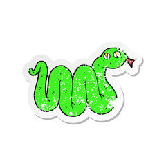 retro distressed sticker of a funny cartoon snake