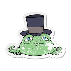 distressed sticker of a cartoon rich toad
