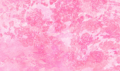 Grunge paint light pink watercolour background on white paper texture. Abstract soft magenta shades aquarelle illustration. Watercolor canvas for creative design, vintage cards, retro templates.