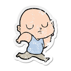distressed sticker of a cartoon bald man