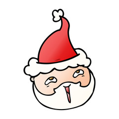 gradient cartoon of a male face with beard wearing santa hat