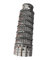 Pisa tower isolated vector illustration. The leaning tower Italy national icon. 
