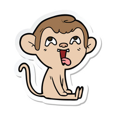 sticker of a crazy cartoon monkey