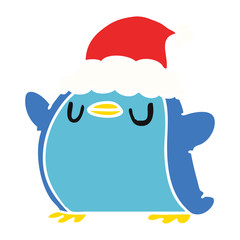 christmas cartoon of kawaii penguin
