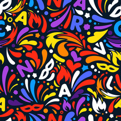 Colorful abstract seamless pattern. Carnival design template