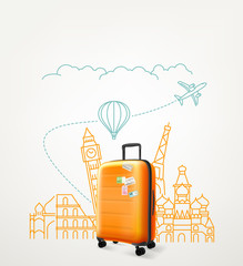 Around the world concept with travel bag © tovovan