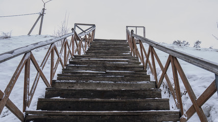 old wooden staircase leading up