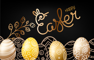 Christial holiday greeting card. Happy Easter vector banner