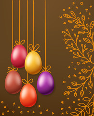 Easter greeting card template. Holiday vector banner