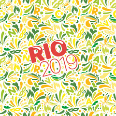 Rio 2019. Colorful abstract pattern. Brazilian carnaval design template