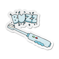 sticker of a cartoon buzzing electric toothbrush