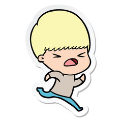 sticker of a cartoon stressed man