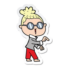 sticker of a cartoon woman wearing spectacles