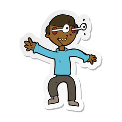 sticker of a cartoon amazed boy