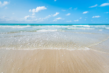 Fototapeta na wymiar tropical beach and sea with blue sky, summer vacation concept 