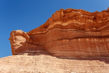 sliced red colored mountine in a desert in Israel