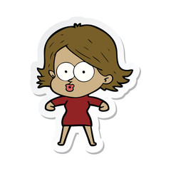 sticker of a cartoon girl pouting