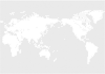 グレーの背景と白い四角いドット世界地図