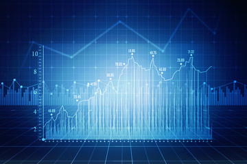 2d rendering Stock market online business concept. business Graph 