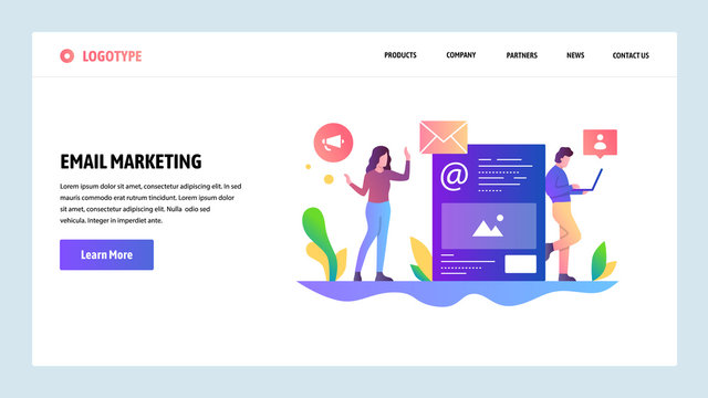 Vector web site design template. Digital and email marketing. Advertisement and spam. Landing page concepts for website and mobile development. Modern flat illustration.