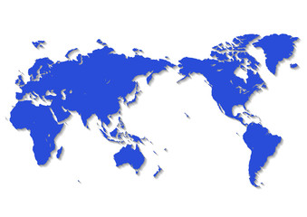 白色の背景と青色の世界地図