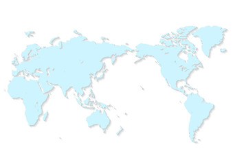 白色の背景と水色の世界地図