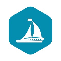 Sailing ship icon in simple style isolated on white background. Sea transport symbol