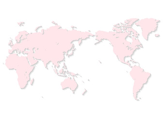 Fototapeta na wymiar 白色の背景とピンク色の世界地図