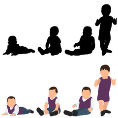 vector, isolated, baby, flat style, set