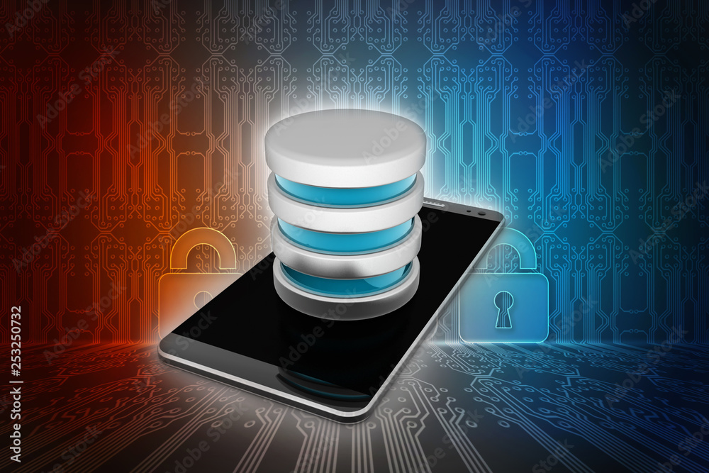 Poster 3d rendering database with mobile