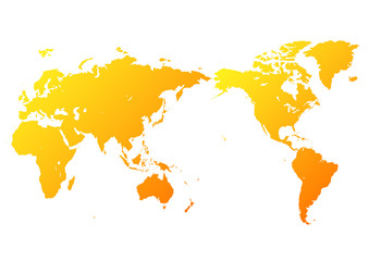 Fototapeta na wymiar 白色の背景とオレンジ色のグラデーション世界地図