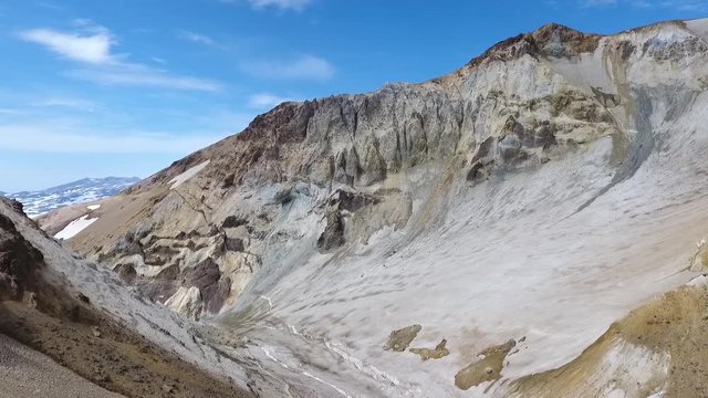 Mutnovsky Volcano. Fumaroles. Thermal area in the crater of Mutnovsky volcano.