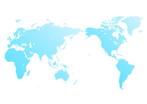 白色の背景と水色のグラデーション世界地図
