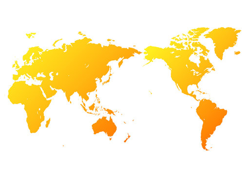 白色の背景とオレンジ色のグラデーション世界地図