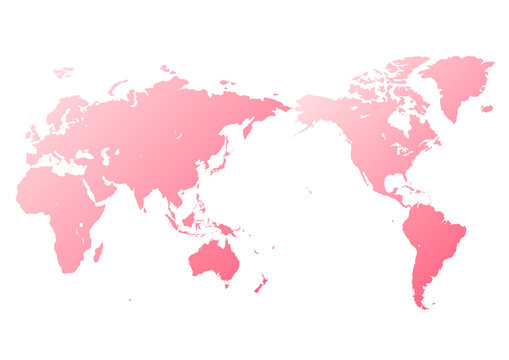 白色の背景とピンク色のグラデーション世界地図