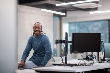 Portrait of black male software developer
