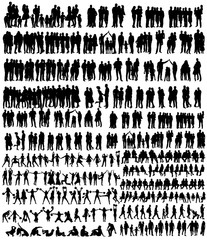 vector, isolated, people silhouettes set