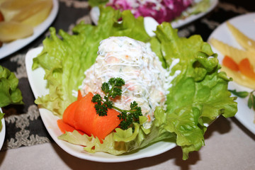 Russian salad on a festive table