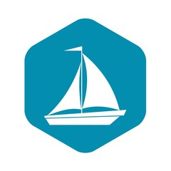 Boat with sails icon in simple style isolated on white background. Sea transport symbol