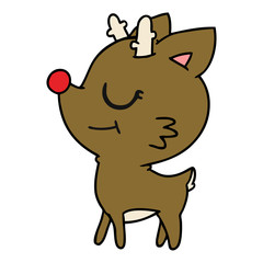cartoon of cute red nosed reindeer