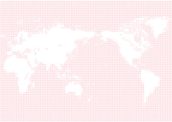 ピンク色の背景と白い丸いドット世界地